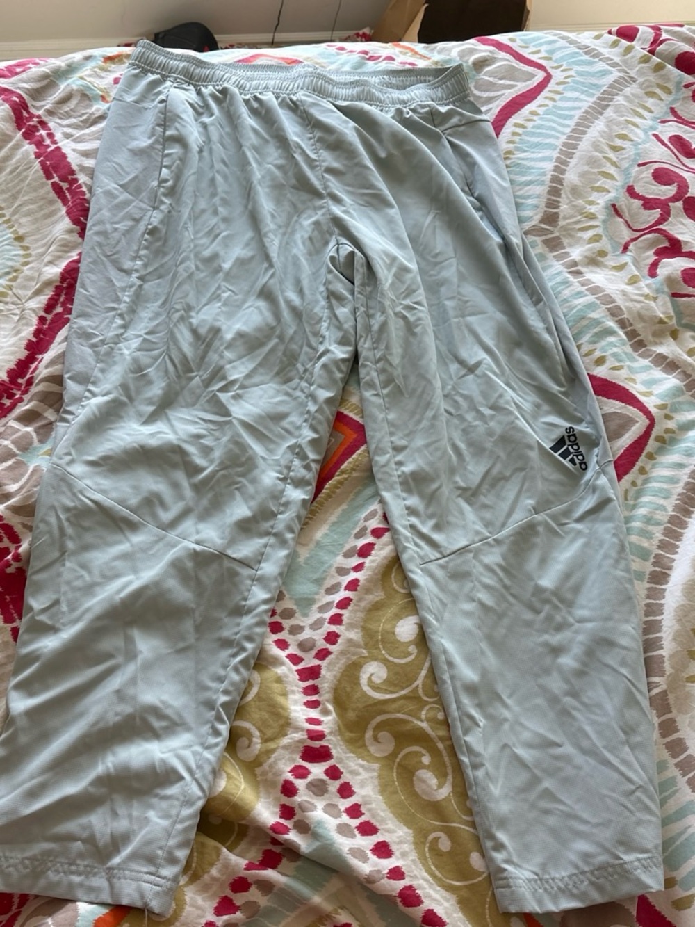 adidas Light Blue Men's Track Pants with Side Logo